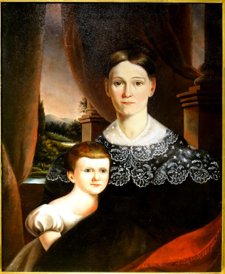 Mrs. Charles Hugh Patterson McLellan and Charles Joseph, artist unknown, c. 1832, oil on canvas - Portland Museum of Art - Portland, Maine - DSC04136