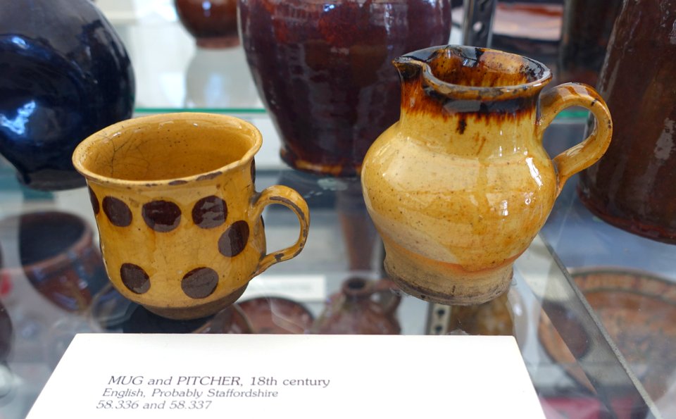 Mug and pitcher, England, probably Staffordshire, 1700s - Bennington Museum - Bennington, VT - DSC08674