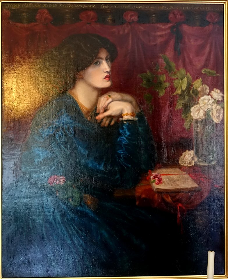 Mrs William Morris in a Blue Silk Dress, by Dante Gabriel Rossetti, 1868, oil on canvas - Kelmscott Manor - Oxfordshire, England - DSC09994