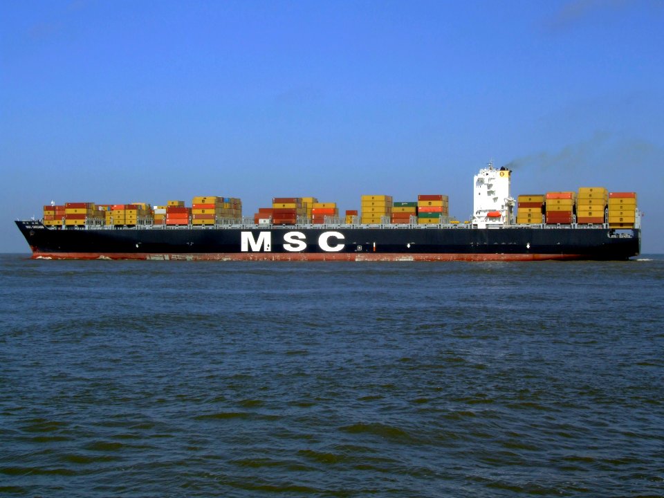 MSC Chicago pC, leaving Port of Rotterdam, Holland 08-Mar-2007