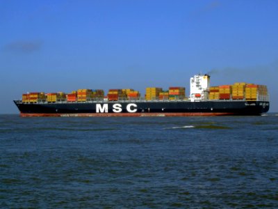 MSC Chicago pD, leaving Port of Rotterdam, Holland 08-Mar-2007