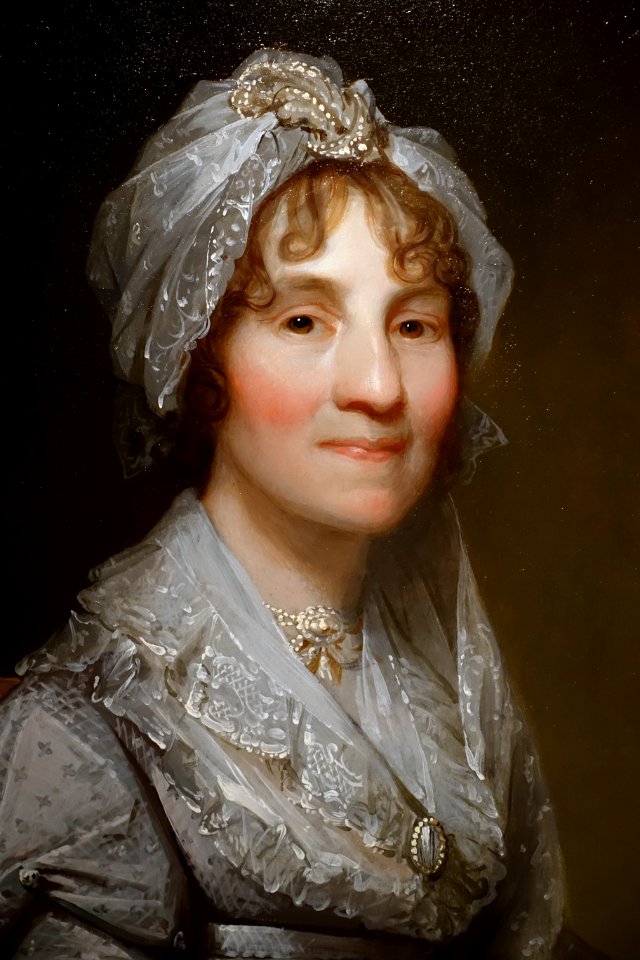 Mrs. Sarah Parkman by Gilbert Stuart, detail, c. 1810, oil on wood panel - Peabody Essex Museum - DSC07646
