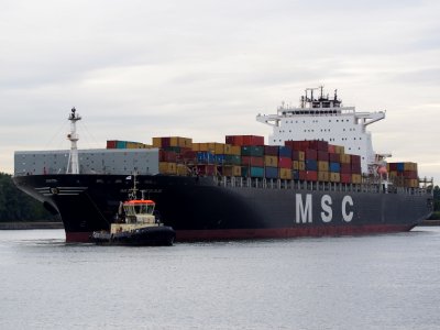 MSC Texas - IMO 9286243 - Callsign DCSY2 at sunrise, Port of Antwerp pic 3