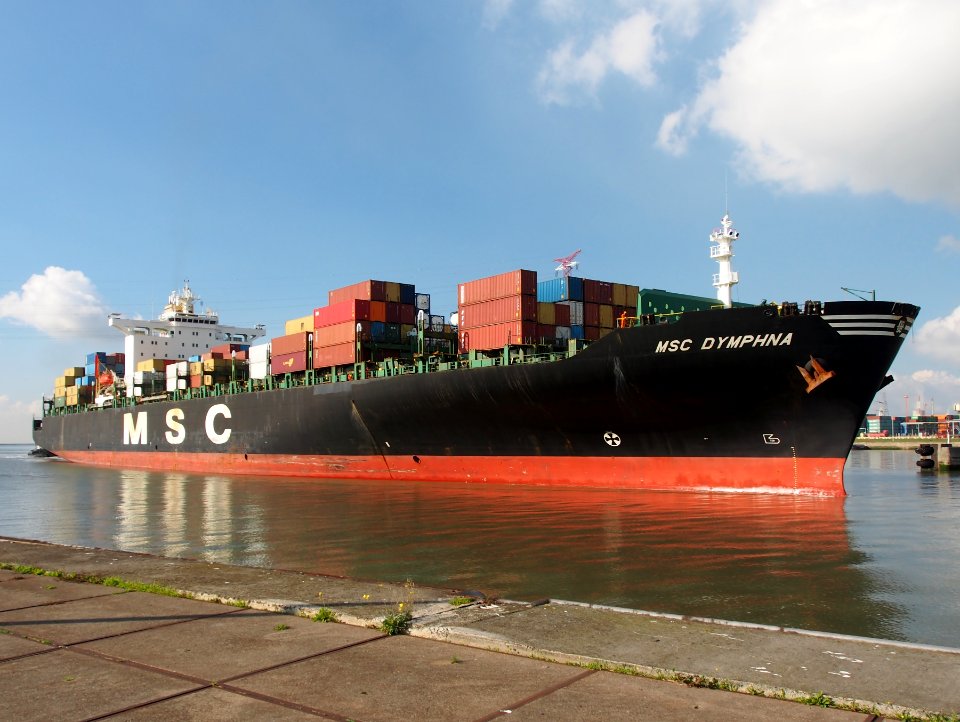 MSC Dymphna (ship, 1996) - IMO 9110391 into Berendrechtsluis, Port of Antwerp, Belgium, pic2