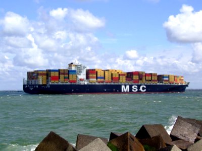 MSC Pamela p17 approaching Port of Rotterdam, Holland 29-Jul-2007