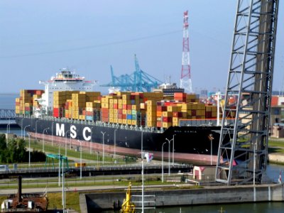 MSC Rania in lock, at Port of Antwerp, Belgium 25-Jan-2005