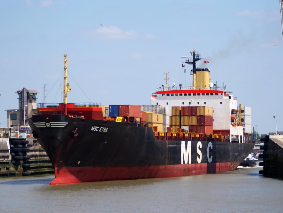 MSC Eyra - IMO 8201648 leaving Berendrecht sluis, Port of Antwerp, Belgium, pic1