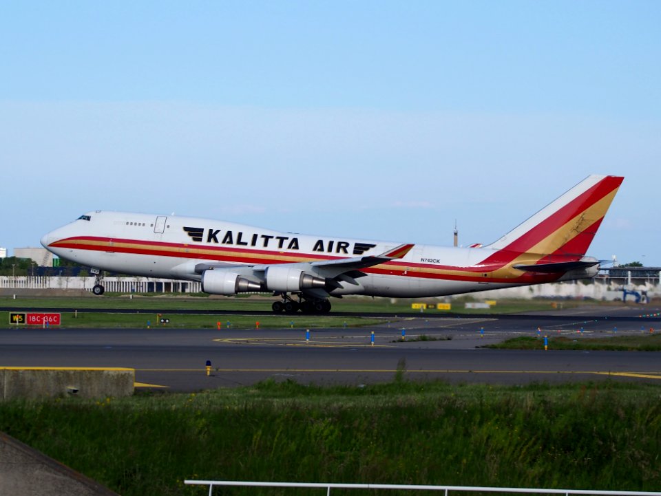 N742CK Kalitta Air Boeing 747-446(BCF), takeoff from Schiphol (AMS - EHAM), The Netherlands, 18may2014, pic-2 photo