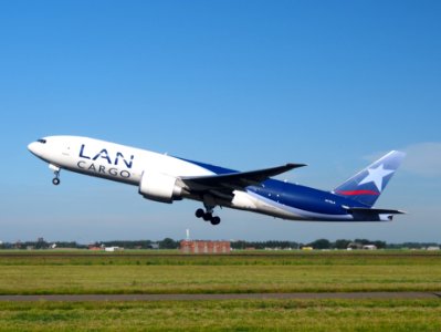 N772LA LAN Cargo Boeing 777-F6N takeoff from Schiphol (AMS - EHAM), The Netherlands, 11june2014, pic-3