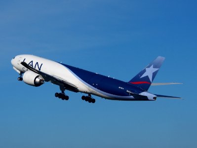 N772LA LAN Cargo Boeing 777-F6N takeoff from Schiphol (AMS - EHAM), The Netherlands, 11june2014, pic-5
