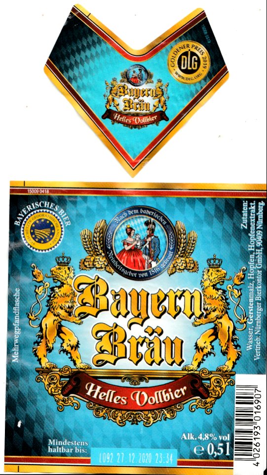 Nürnberger Bierkontor GmbH - Bayern Bräu - Helles Vollbier