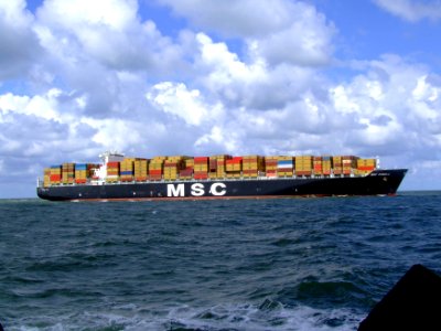 MSC Pamela p15 approaching Port of Rotterdam, Holland 29-Jul-2007