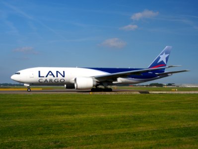 N778LA LAN Cargo Boeing 777F taxiing at Schiphol (AMS - EHAM), The Netherlands, 17may2014, pic-4