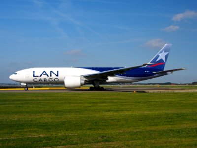 N778LA LAN Cargo Boeing 777F taxiing at Schiphol (AMS - EHAM), The Netherlands, 17may2014, pic-5
