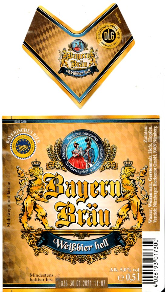 Nürnberger Bierkontor GmbH - Bayern Bräu - Weißbier hell