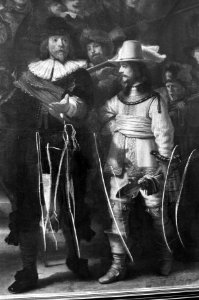 Nachtwacht van Rembrandt beschadigd detail met enkele krassen, Bestanddeelnr 928-1536
