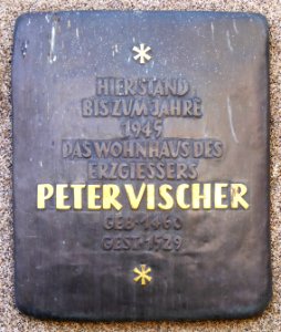 Nürnberg, Tafel Haus Peter Vischer dÄ, 1