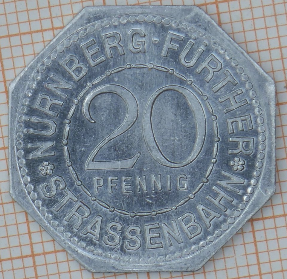Nürnberg-Fürther Strassenbahn 20 Pfennig - reverse