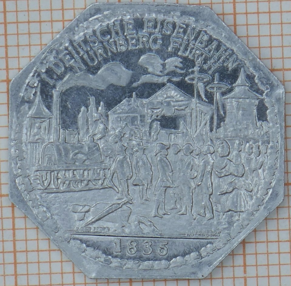 Nürnberg-Fürther Strassenbahn 20 Pfennig - I. Deutsche Eisenbahn Nürnberg-Fürth 1835