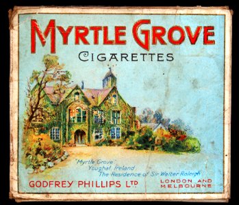 Myrtle Grove cigarettes pack, front, Godfrey Phillips Ltd
