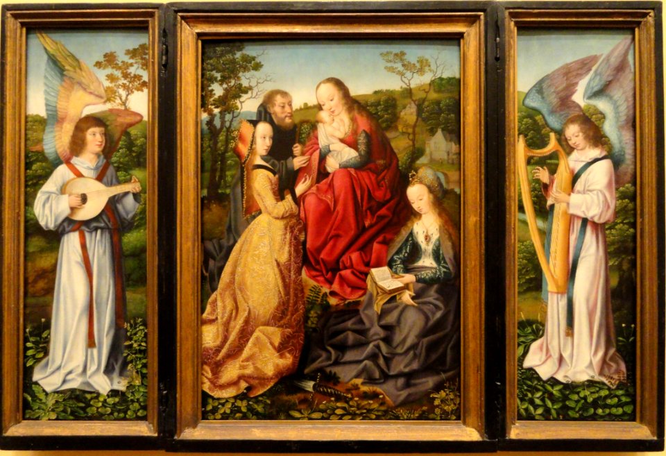 Mystic Marriage of Saint Catherine with Saints and Angels, by the Master of Frankfurt, c. 1500-1510, oil on panel - San Diego Museum of Art - DSC06610