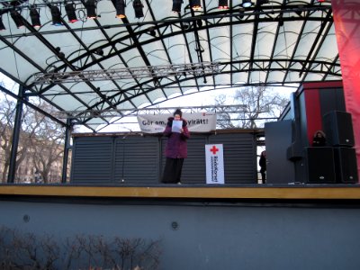 Nachla Vargas at demonstration against Swedish migration policy in Stockholm