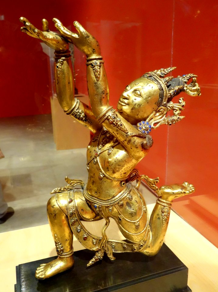 Nagaraja, view 1, Tibet, Densatil, 15th century, gilt bronze inset with hard stones and turquoise - Berkeley Art Museum and Pacific Film Archive - DSC03994