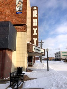 Muskogee snowstorm 2021-02-15 Roxy Theater NW 2