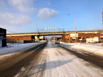 Muskogee snowstorm 2021-02-15 Muskogee Katy District welcome sign SW