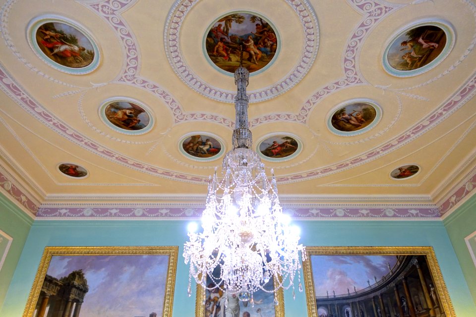 Music Room ceiling, with paintings by Angelica Kaufman - Harewood House - West Yorkshire, England - DSC02050