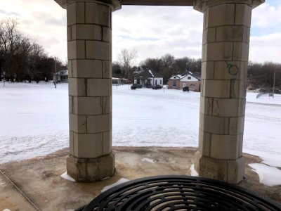 Muskogee snowstorm 2021-02-15 Turner Hill Park gazebo E