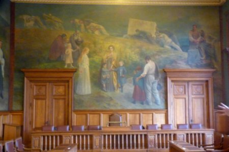 Muurschildering van Eugène Broerman in de Raadszaal