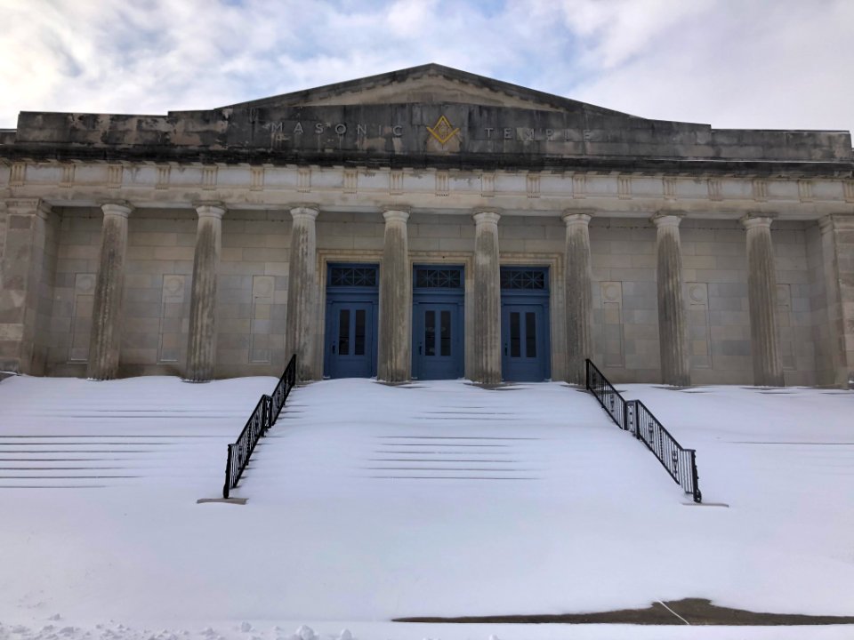 Muskogee snowstorm 2021-02-15 Masonic Temple SE