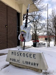 Muskogee snowstorm 2021-02-15 Muskogee Public Library guitar SE