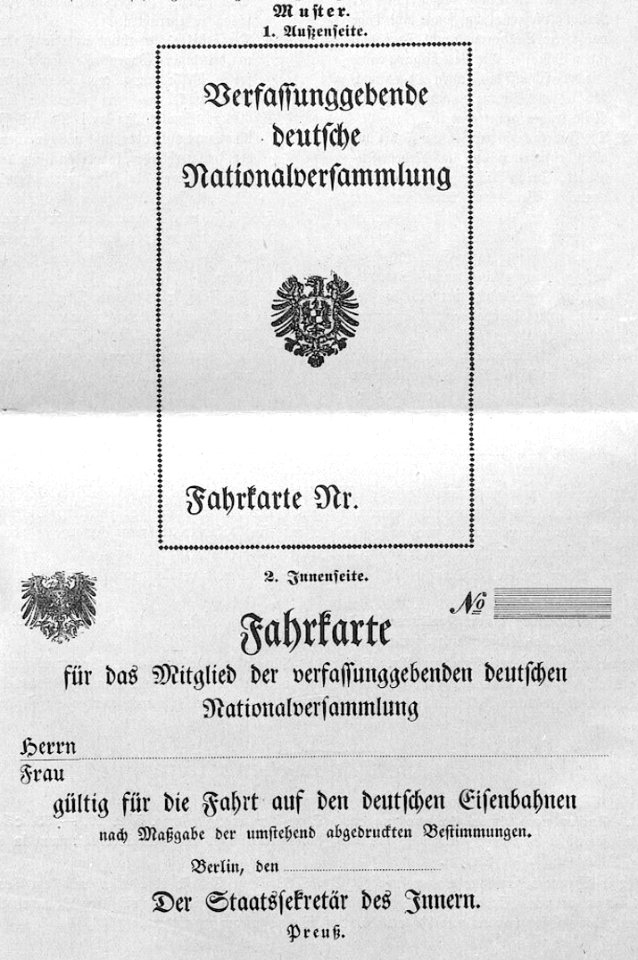 Musterfahrkarte Nationalversammlung