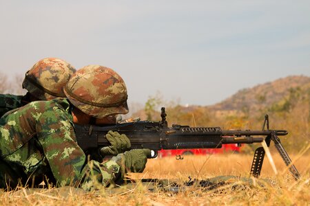 Shooting gun soldiers photo