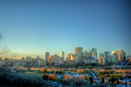 Muttart Conservatory Skyline Downtown Edmonton Alberta Canada 01