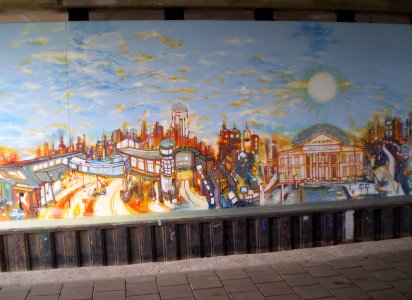 Muurtekening op snelwegbrug Zwolle