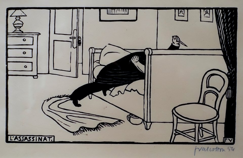 Murder by Felix Vallotton, 1893, woodcut, only state - Montreal Museum of Fine Arts - Montreal, Canada - DSC08896