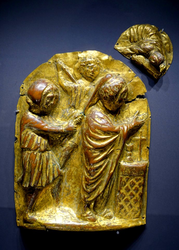 Murder of Saint Thomas Becket, Trier, mid 1200s, gilt copper - Hessisches Landesmuseum Darmstadt - Darmstadt, Germany - DSC00218