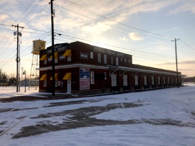 Muskogee snowstorm 2021-02-15 Frisco Freight Depot NE