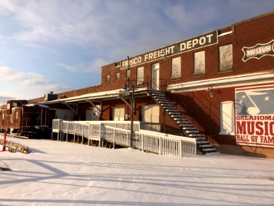 Muskogee snowstorm 2021-02-15 Frisco Freight Depot E