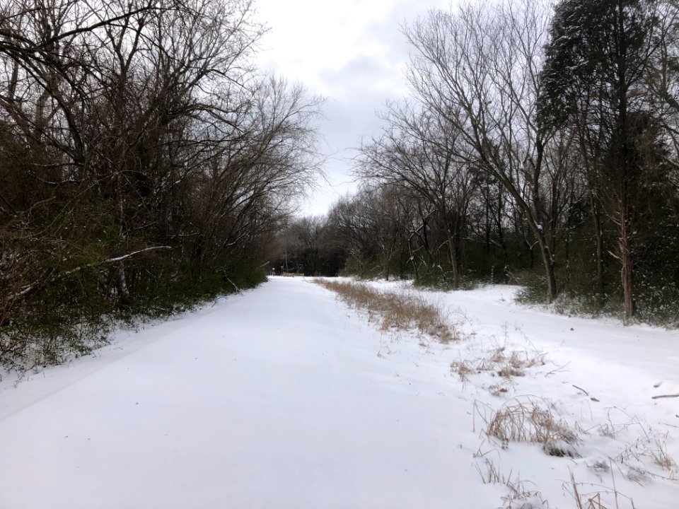 Muskogee snowstorm 2021-02-15 Centennial Trail NE