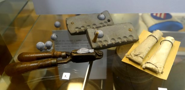 Musket balls, bullet molds, and paper cartridges, Revolutionary War, 1775-1783 - Old Colony History Museum - Taunton, Massachusetts - DSC03967 photo