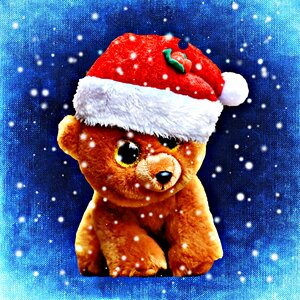 Stuffed animal soft toy santa hat photo