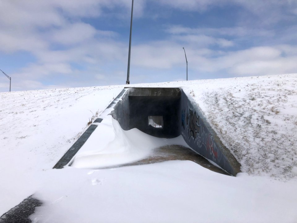 Muskogee snowstorm 2021-02-15 Centennial Trail 32nd St underpass outside SW