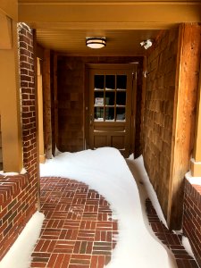 Muskogee snowstorm 2021-02-15 Grace Episcopal Church hallway NW