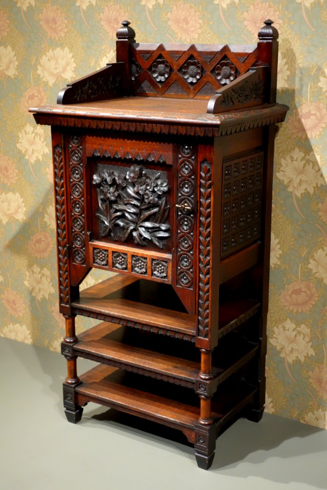 Music Cabinet by unknown Cincinnati maker, c. 1875-1890, American black walnut and brass - Cincinnati Art Museum - DSC03045