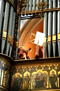 Musikantenöffnung im Orgelprospekt der St.-Mauritz-Kirche, Münster, Deutschland