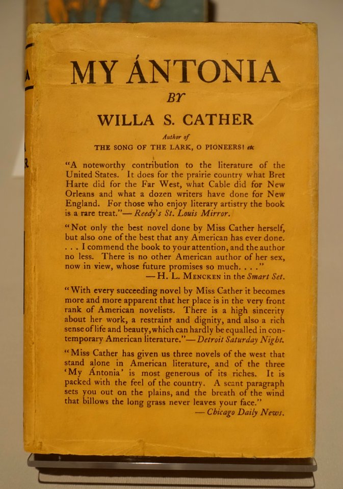 My Antonia by Willa Cather, Houghton-Mifflin publisher, 1918, book cover - Harry Ransom Center - University of Texas at Austin - DSC08529